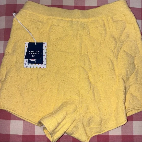 Nwt Roller Rabbit Yellow Women's Shorts Target Terry cloth s small flower pull
